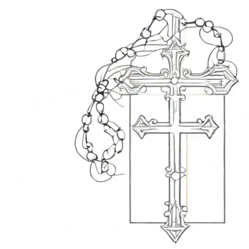cross surrounder by rosary  tattoo design idea