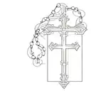 cross surrounder by rosary  tattoo design idea