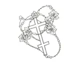 cross surrounder by rosary  tattoo design idea