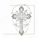 cross surrounder by rosary  tattoo design idea