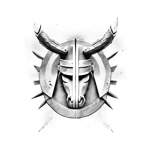 Spartan on top of a horse tattoo design idea