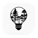 small forest inside a lightbulb tattoo design idea