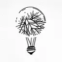 small forest inside a lightbulb tattoo design idea