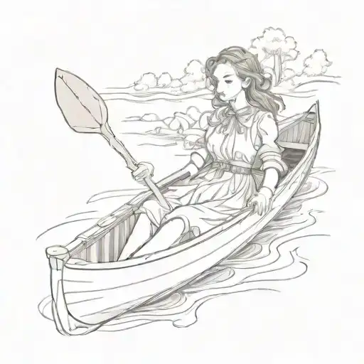 anne shirley laying in the canoe floating tattoo design idea