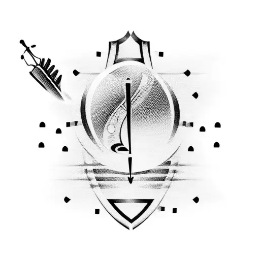 shoulder tattoo with guitar, piano keys, 4 offspring, rugby whistle, cricket bat and ball,  tattoo design idea