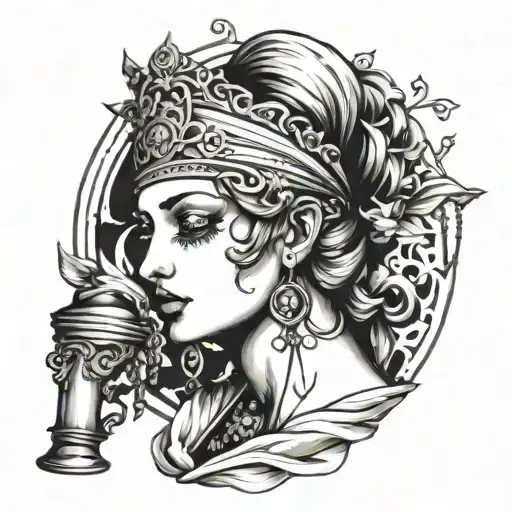 Themis with a blindfold tattoo design idea