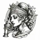 Themis with a blindfold tattoo design idea