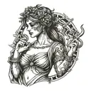 Themis with a blindfold tattoo design idea