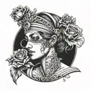 Themis with a blindfold tattoo design idea