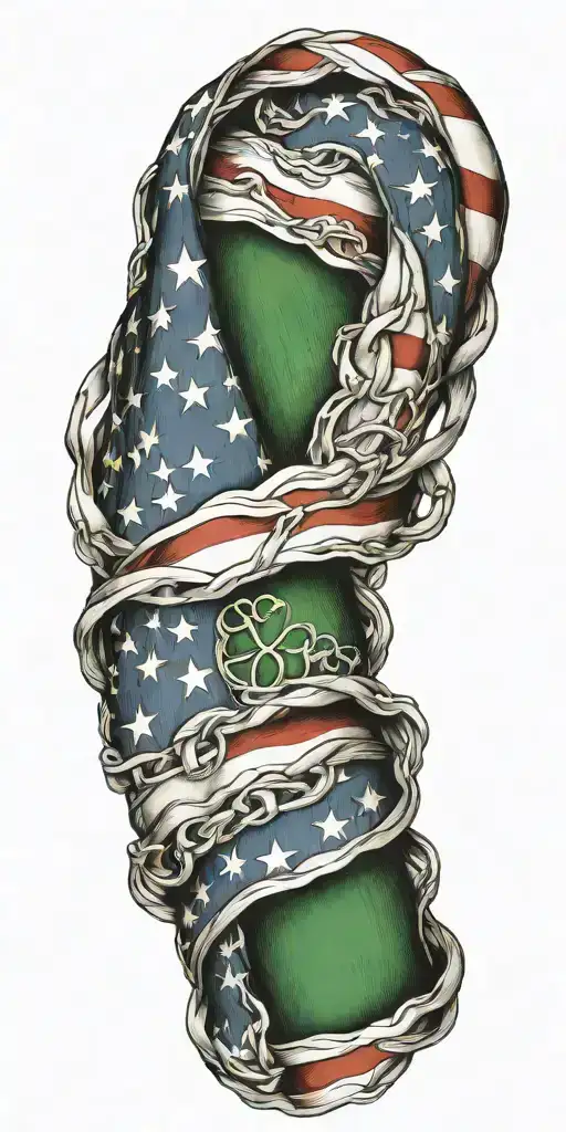 Irish American flag intertwined within tattoo design idea