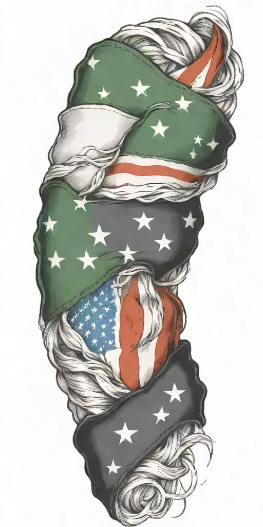 Irish American flag intertwined tattoo design idea