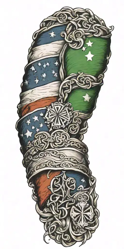 Irish American flag intertwined tattoo design idea