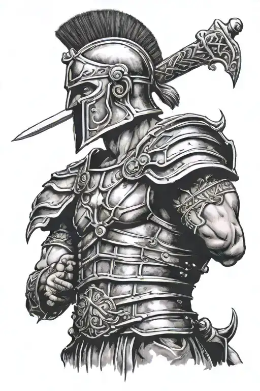 Roman gladiator tattoo design idea