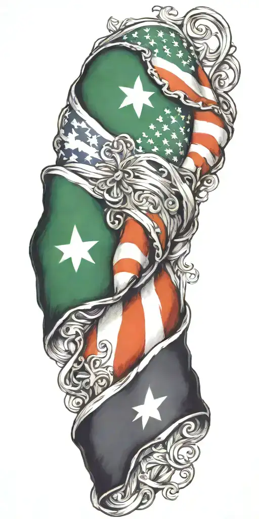 Irish American flag intertwined tattoo design idea