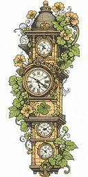 clocktower with four leaf clover tattoo design idea