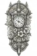 clocktower with four leaf clover tattoo design idea