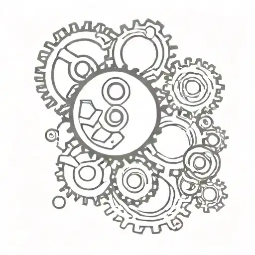 Incorporate gears and chains from a motorcycle into a minimalist design tattoo design idea