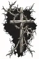 cross with a crown of thorns on top  tattoo design idea