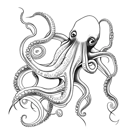 An octopus and vampire squid intertwined, showcasing the beauty of marine life tattoo design idea