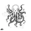 An octopus and vampire squid intertwined, showcasing the beauty of marine life tattoo design idea