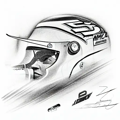 line drawing of retro nascar from the side and make fit screen tattoo design idea