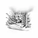 smoking weed Spongebob tattoo design idea