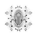 Mechanical snake with Lotus elise-inspired patterns tattoo design idea