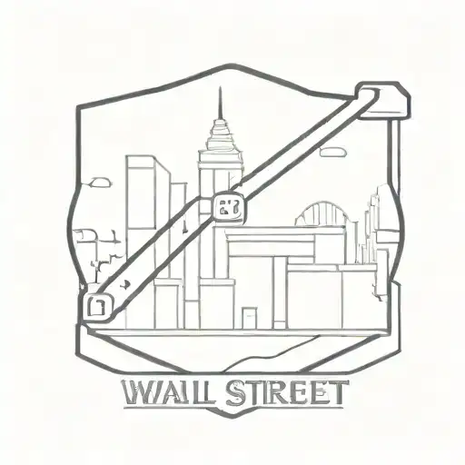 wall street road sign, chart, stock market,  tattoo design idea