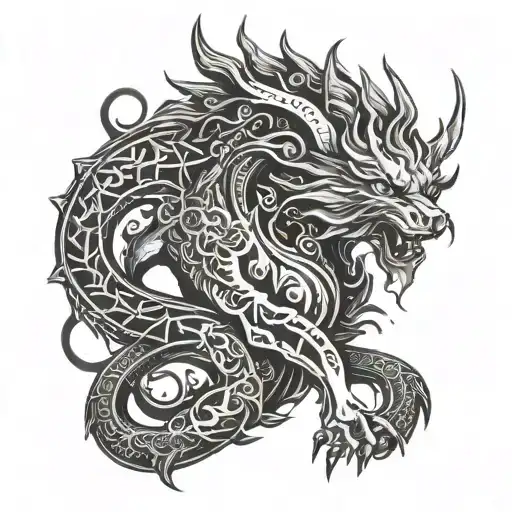 A tattoo inspired by a mythical creature from ancient mythology, with subtle references to Freudian psychology tattoo design idea