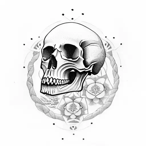 skull mandala with big skull to smaller and smaller  tattoo design idea