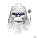 Bigfoot as a firefighter fighting a forest fire tattoo design idea
