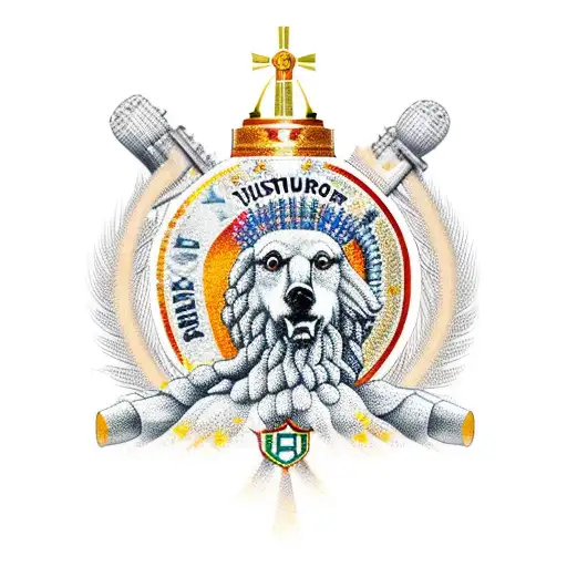 Cristo redentor, escudo do fluminense, com a taça da libertadores, com uma mão fazedo l e um urso  tattoo design idea