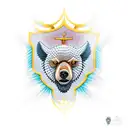 Cristo redentor, escudo do fluminense, com a taça da libertadores, com uma mão fazedo l e um urso  tattoo design idea