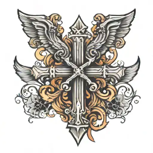 name Lucas and cross tattoo design idea