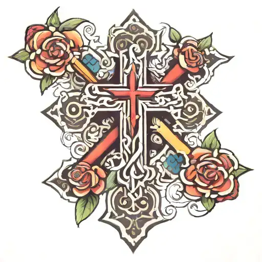 Cross with the name Lucas tattoo design idea