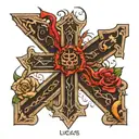 name Lucas and cross tattoo design idea
