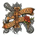 name Lucas and cross tattoo design idea
