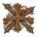 name Lucas and cross tattoo design idea
