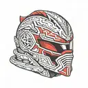 red Dino thunder power ranger helmet tattoo design idea