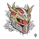 red Dino thunder power ranger helmet tattoo design idea