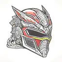 red Dino thunder power ranger helmet tattoo design idea