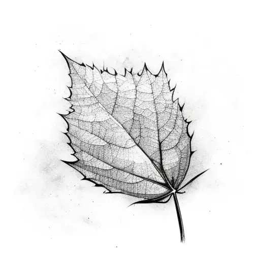 fine line leaf background with heavier emo ontop tattoo design idea