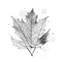 fine line leaf background with heavier emo ontop tattoo design idea