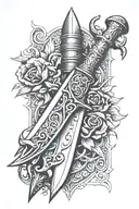 dagger knife piercing tattoo design idea