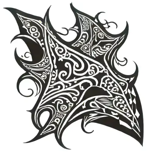 manta ray floating tattoo design idea