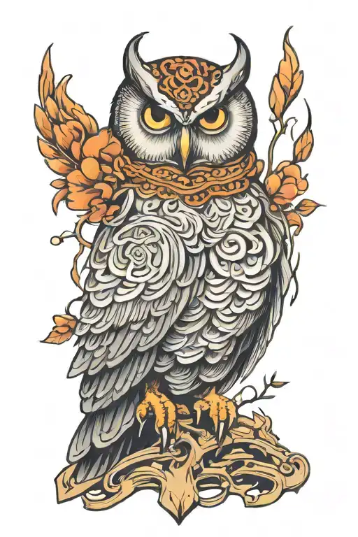 owl thinking intelligence power tattoo design idea