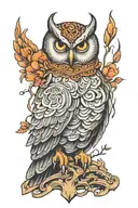 owl thinking intelligence power tattoo design idea