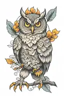 owl thinking intelligence power tattoo design idea
