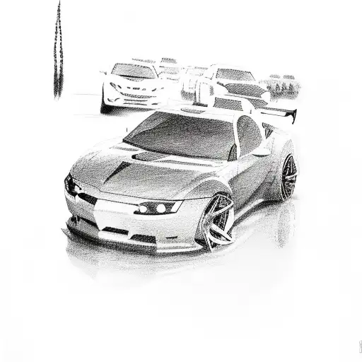 car drift tattoo design idea