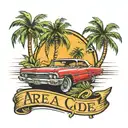 626 area code with 63 impala and palm trees tattoo design idea
